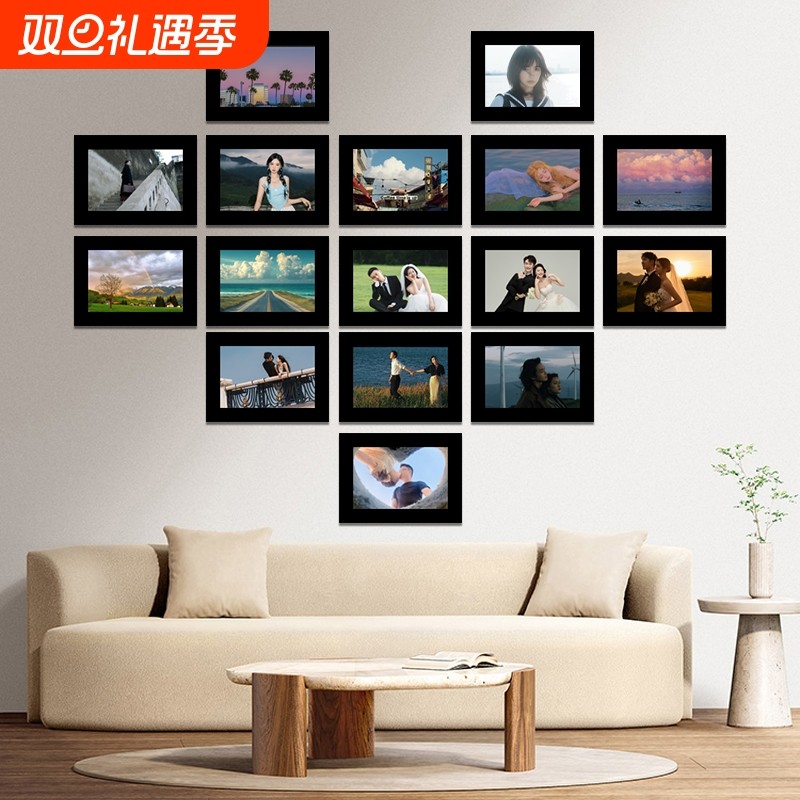 照片相框挂墙免打孔磁吸挂墙免打孔6寸7寸磁性相片框儿童照片墙组