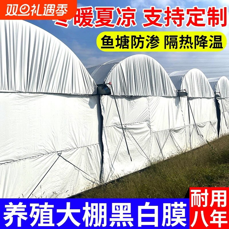 进口农用养殖防晒大棚黑白膜加厚隔热反光膜鱼塘防渗膜保温塑料膜
