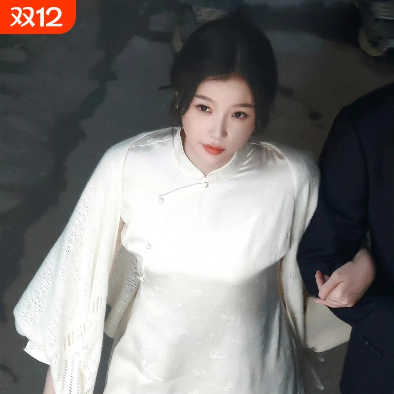 白色旗袍披肩新中式外搭流苏防晒斗篷夏薄款开衫女披风驼色米色