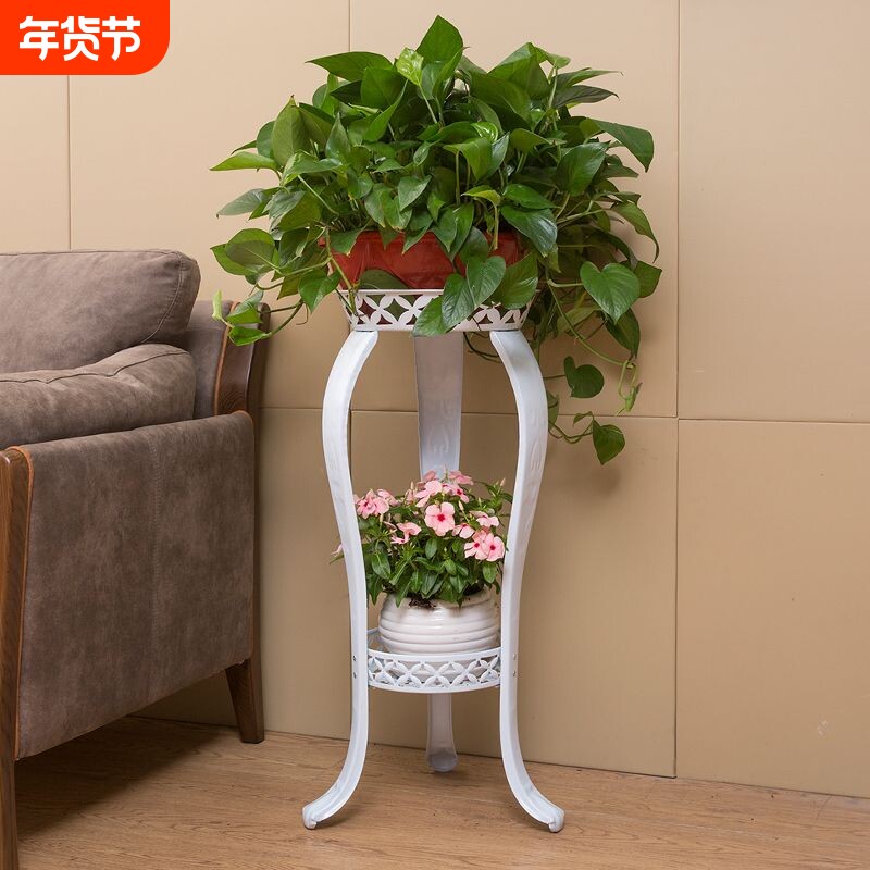 花架落地式室内客厅花盆架铁艺花架子阳台置物架移动双层两层承重