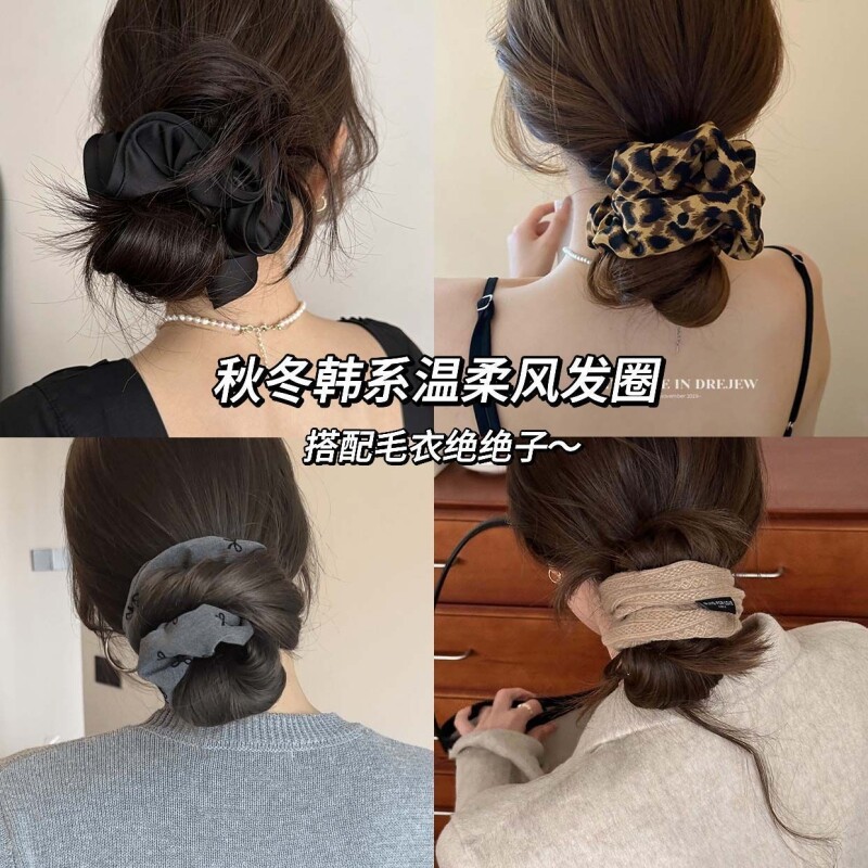 新年高弹力不伤发气质大肠发圈女秋冬复古耐用发绳扎马尾头绳头花