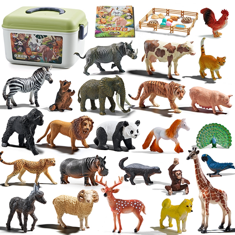 动物模型仿真儿童玩具宝宝野生2动物园3世界农场海洋玩偶豹子猩猩