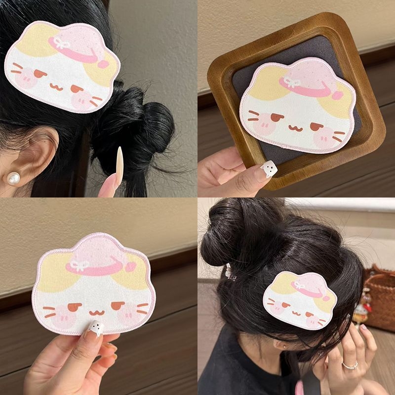 甜美猫咪图案刘海无痕可爱少女发贴魔术贴无痕发饰碎发整理神器