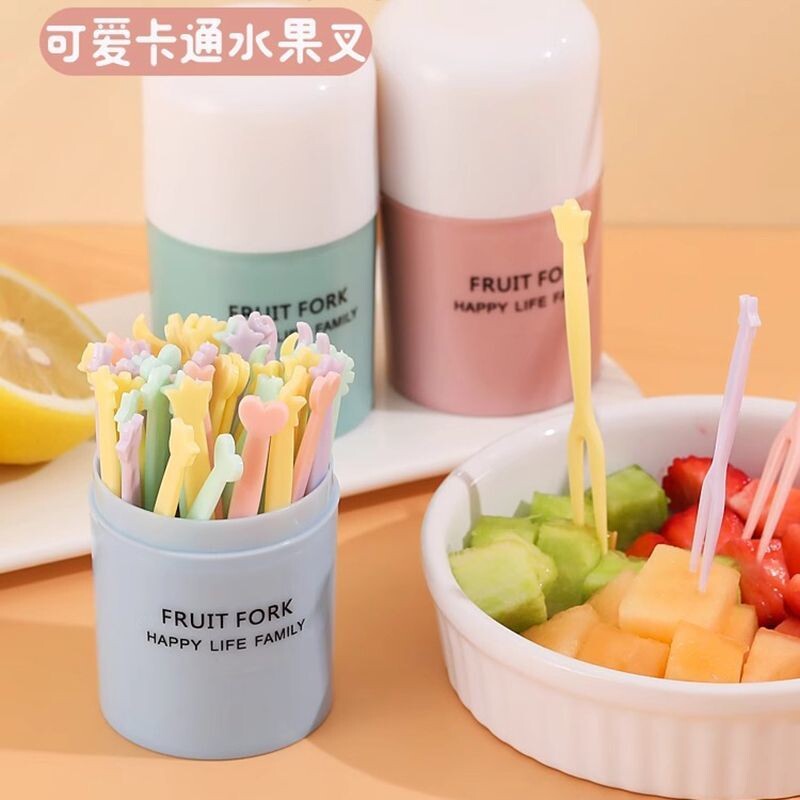 食品级一次性塑料水果小叉子家用网红水果签牙签可爱高级感果签