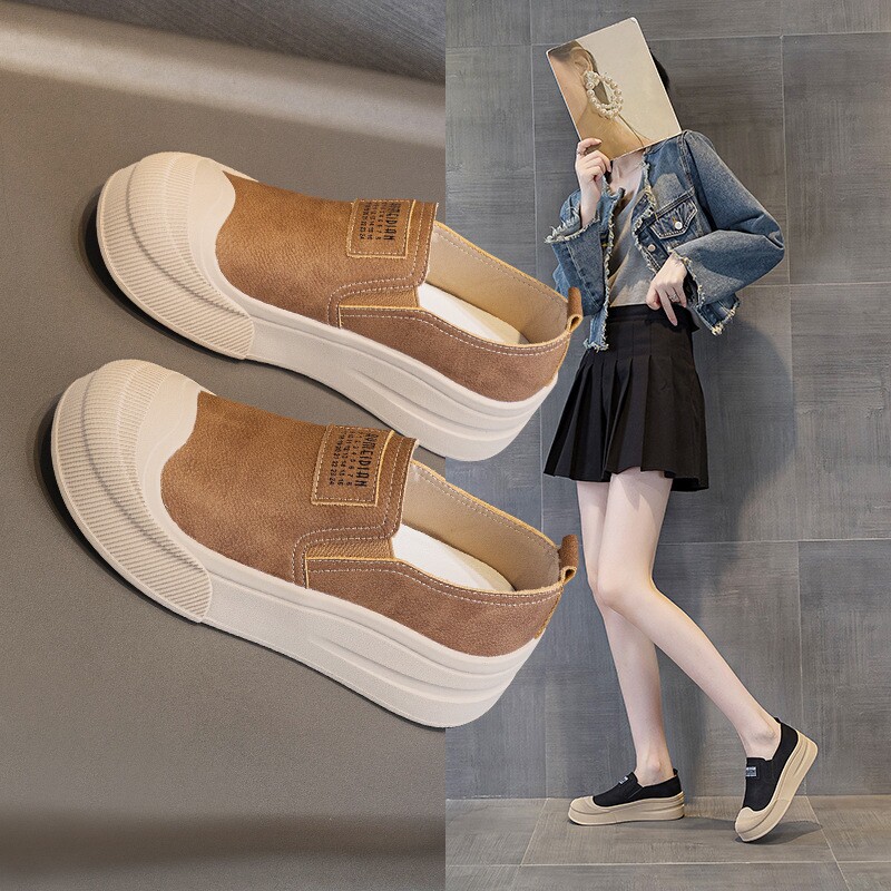 2024春秋新款厚底渔夫鞋休闲单鞋女大码平底鞋女一脚蹬女鞋潮