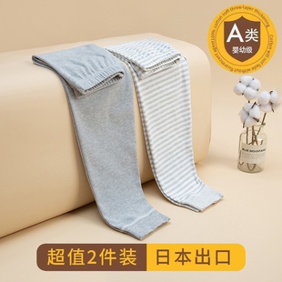 纯棉保暖宝宝无骨条纹裤 全棉男女童2024年新款 儿童秋裤 日系2件装