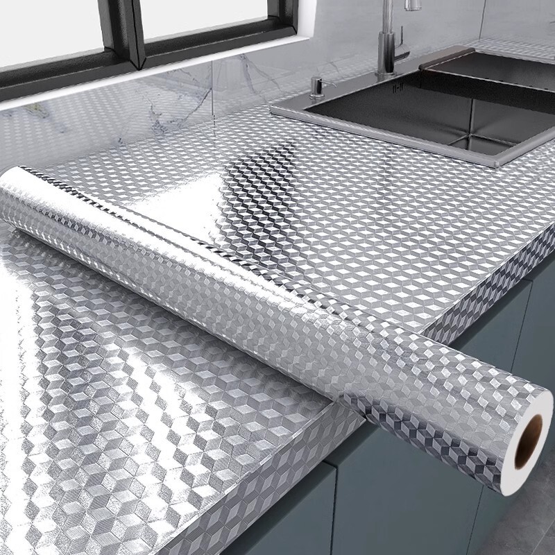 厨房贴纸防油防火耐高温灶台墙纸防水橱柜贴膜铝箔防潮自粘墙面