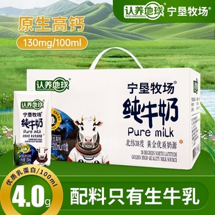 高钙浓郁 箱营养早餐宁垦牧场礼盒装 4.0g蛋白质纯牛奶200ml 10盒