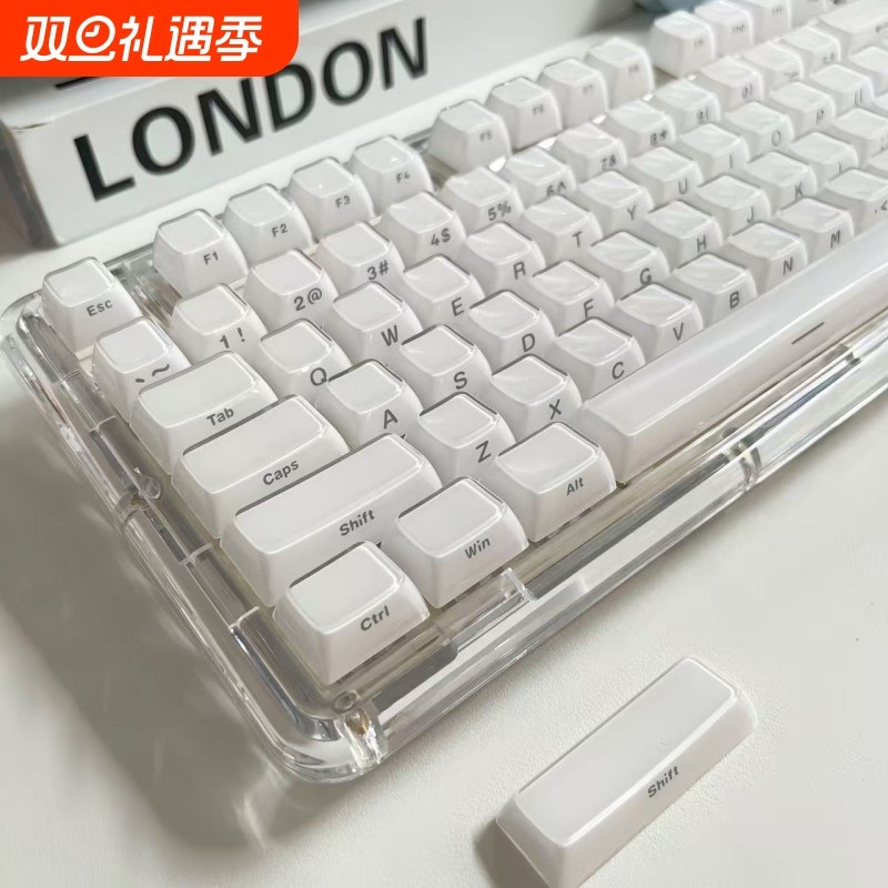 果冻水晶透光键帽侧刻机械键盘适用OEM高度PC双色注塑布丁亚克力