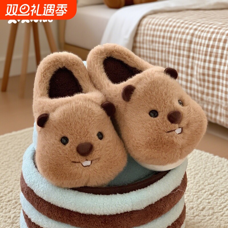 情侣保暖毛绒绒家居月子鞋