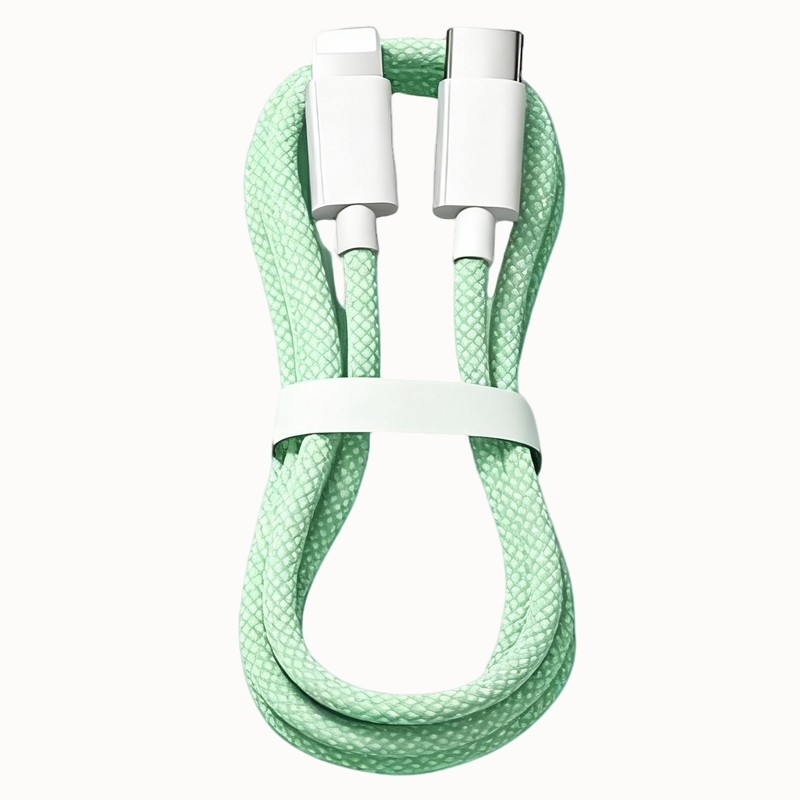 新款炫彩编织数据线PD30W适用苹果iPhone8-14系列1.5米单条绿色