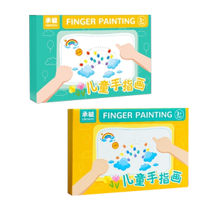 儿童手指画画本创意涂鸦宝宝指印点画颜料无毒幼儿园画卡印泥套装