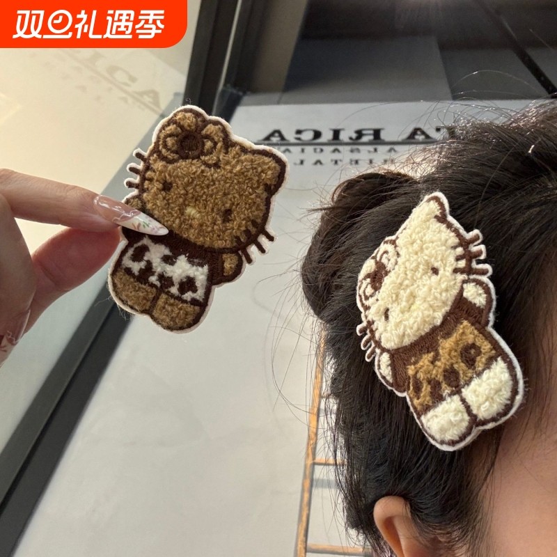 可爱豹纹KT猫咪魔术发卡蝴蝶结无痕刘海整理碎发神器饰魔术贴发饰