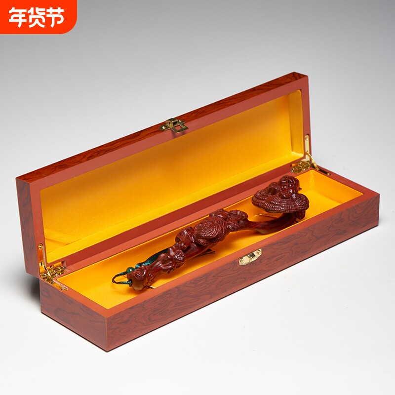 小叶紫檀灵芝如意摆件实木质中式家居客厅玄关红木工艺品乔迁礼品