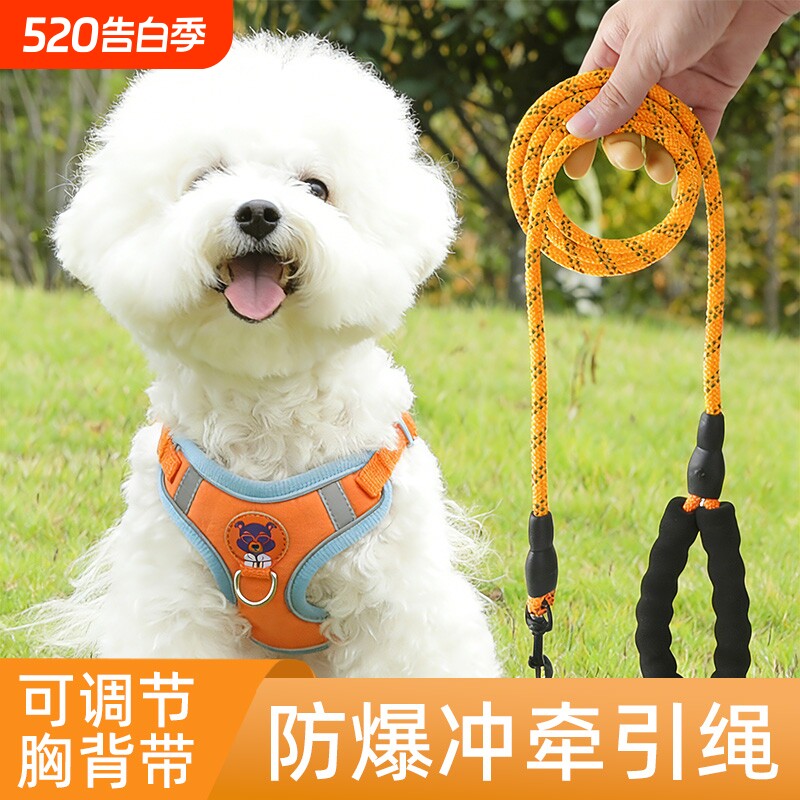 狗狗牵引绳遛狗绳小狗泰迪比熊博美胸背带反挣脱反光条背心式遛猫