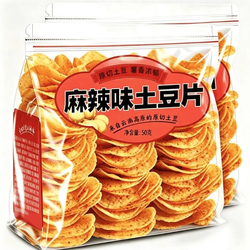 云南特产土豆片薯片小包50g散装土豆片休闲麻辣辣味夜宵怀旧原味