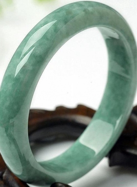 正品A货翠色真玉石手镯女款贵州翠浅绿飘花镯子学生妈妈礼多规格