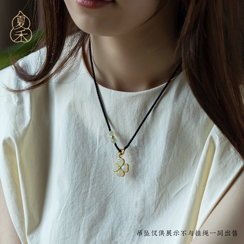 和田玉吊坠绳夏禾手工编制