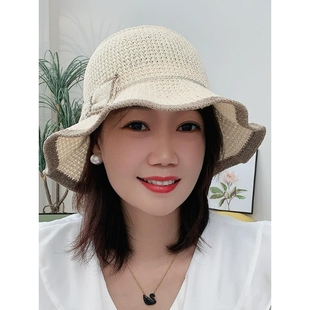 夏天帽子女款2026新款凉帽薄款洋气时尚渔夫帽防晒遮阳帽太阳帽女