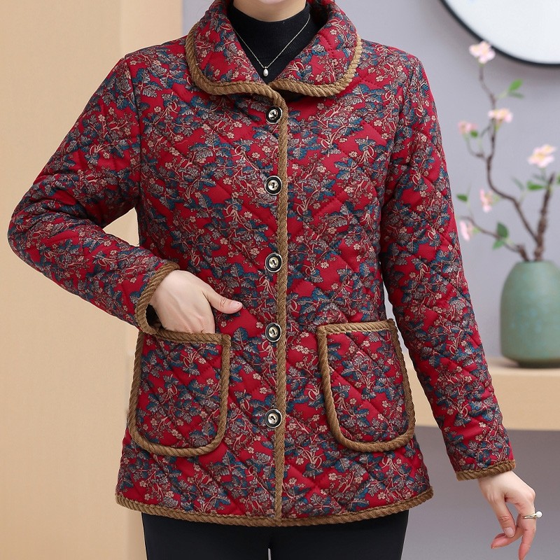 妈妈冬装外套加绒小棉袄中老年人加厚洋气棉服女秋冬新款奶奶棉衣