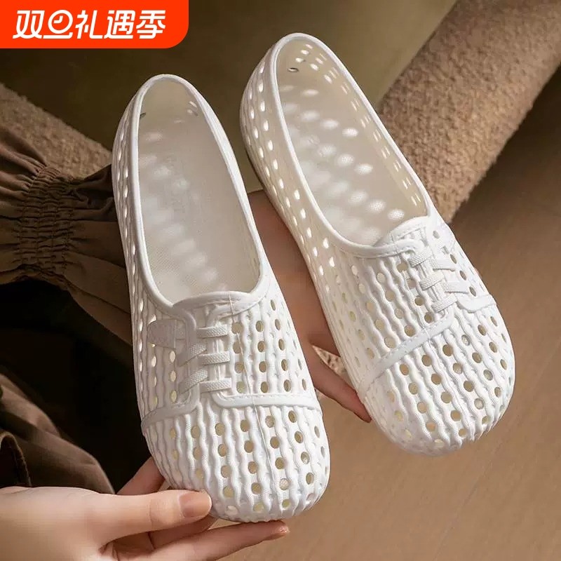 洞洞鞋女款2025沙滩不累脚软底妈妈鞋外穿防滑护士鞋孕妇夏季凉鞋