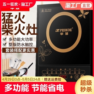 电池炉灶炒菜加热大火力 半球电磁炉家用2200w一体节能大功率套装