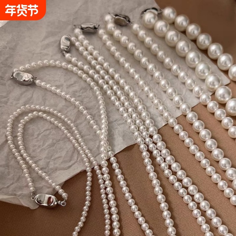 施家珍珠项链女气质轻奢设计高级感小众锁骨链毛衣链十字架不掉色,饰品/流行首饰/时尚饰品新,项链,淘宝优惠券,粉丝福利购,淘宝优惠卷