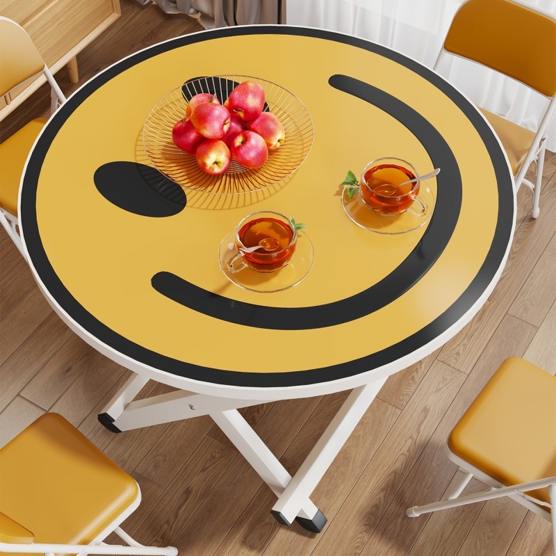可折叠小桌子家用小户型圆桌客厅免打孔大容量结实支架便携餐饭桌