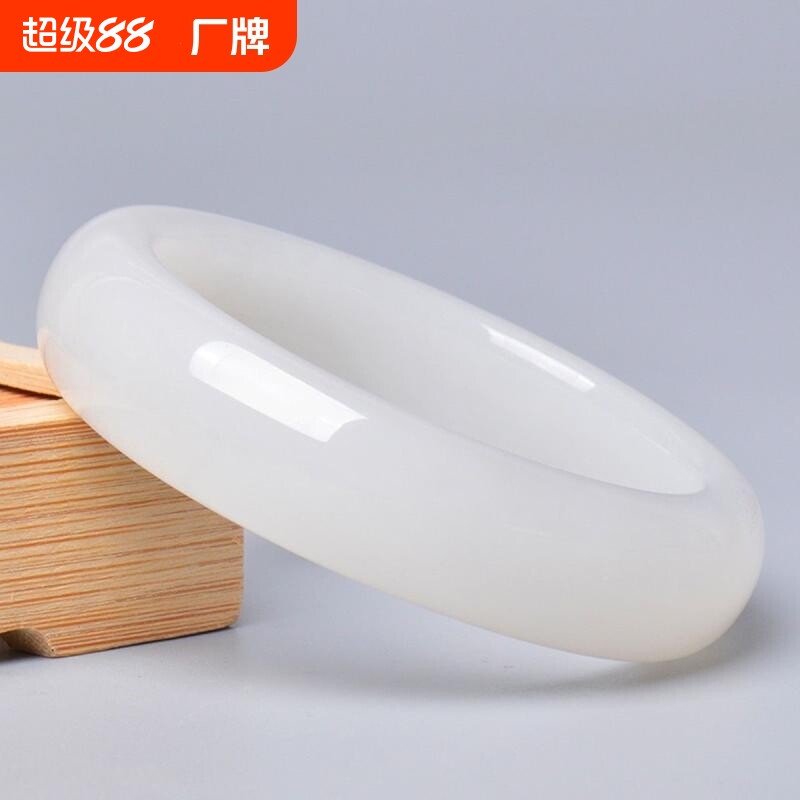 爆款新疆羊脂白玉镯和田玉同款少女镯子白玉手镯仿女款羊脂玉手串