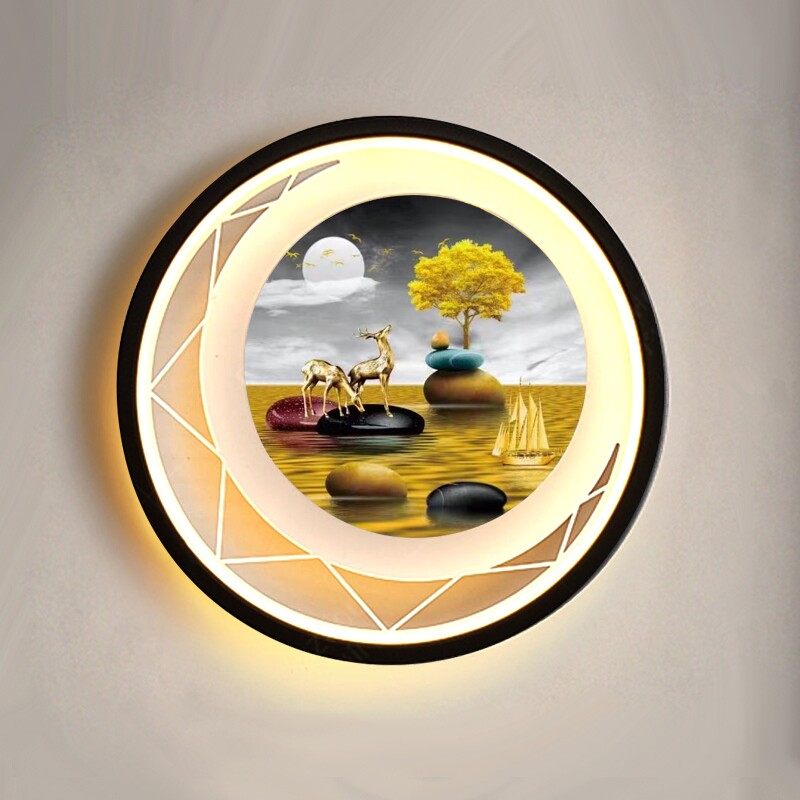 2026新款壁灯卧室床头灯客厅背景墙中式壁画灯楼梯创意装饰房间灯 - 实物图