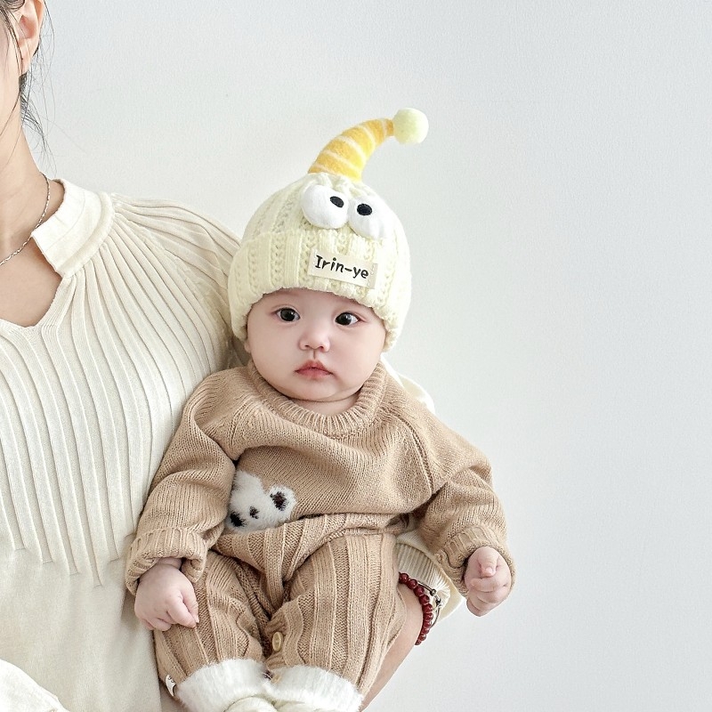婴儿帽子秋冬超萌搞怪小月龄针织帽冬季新生婴幼儿男女宝宝毛线帽