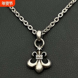 ODEK高级复古水滴圆环童军花项链中号鸢尾花vintage重工经典中古