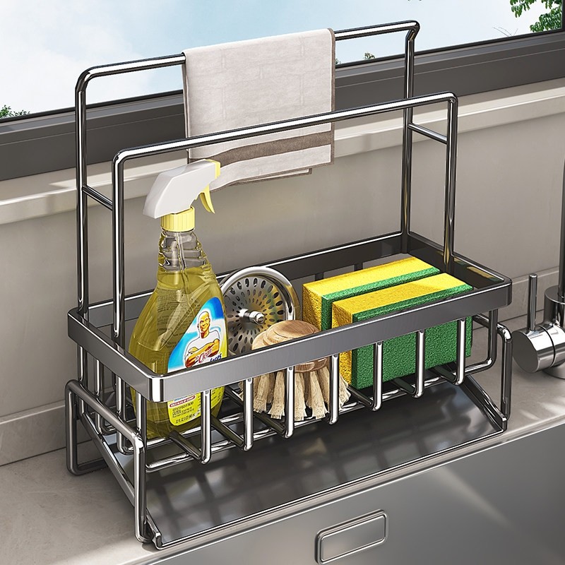 不锈钢厨房沥水架置物架水龙头水池篮水槽用品洗碗收纳抹布架