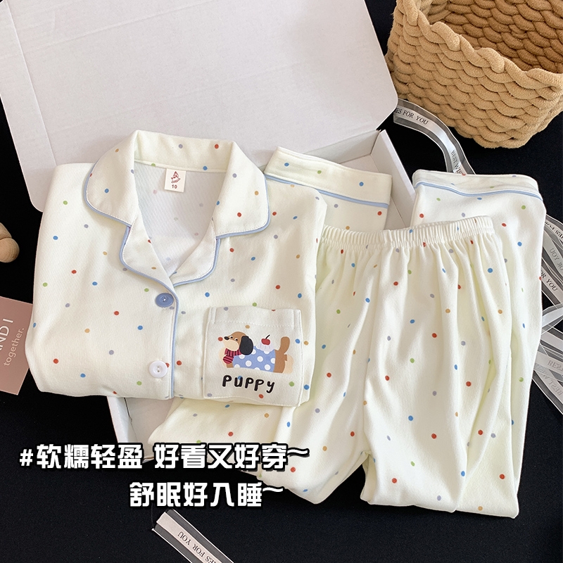 双面德绒秋冬季保暖女童儿童睡衣