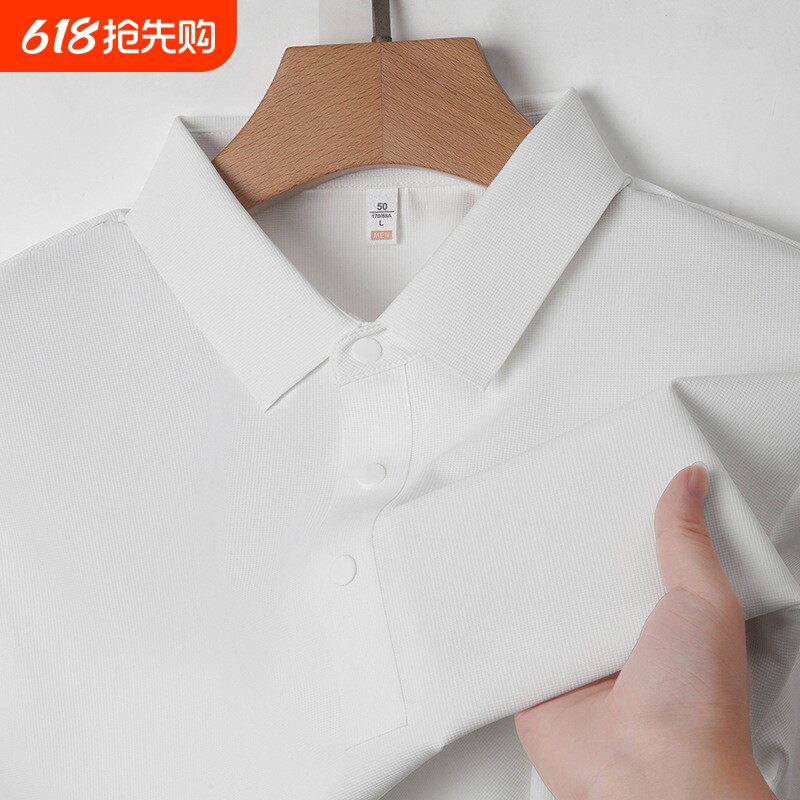 男士POLO衫短袖夏季冰丝薄款翻领T恤商务休闲上衣黑色白色藏青色