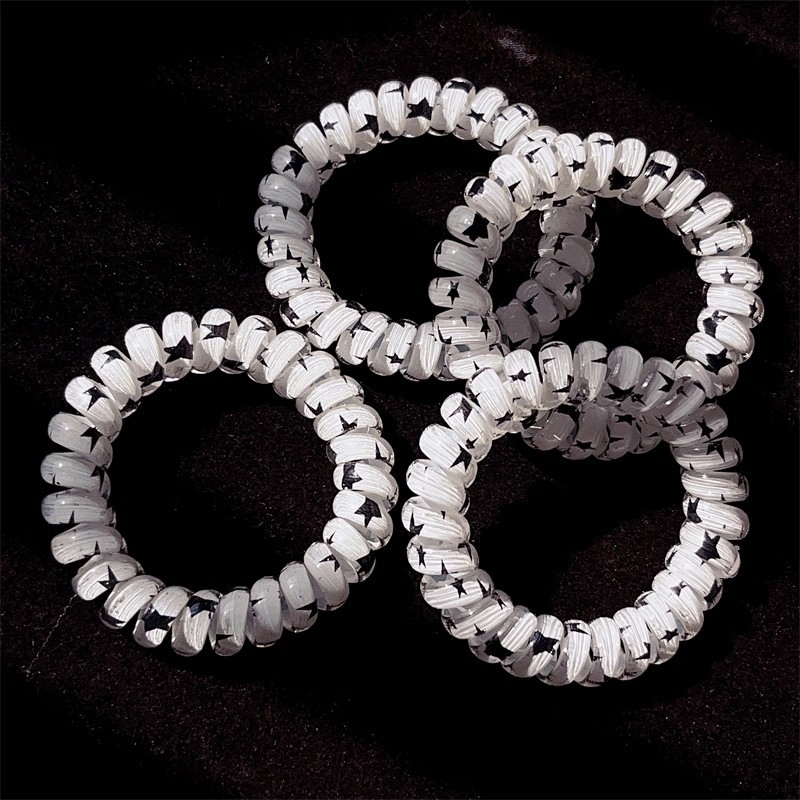 韩版新款星星电话线发圈女扎头发绳高弹力马尾头绳橡皮筋头饰25年