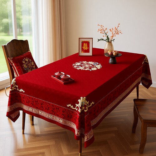 桌布结婚红色喜庆茶几布新中式