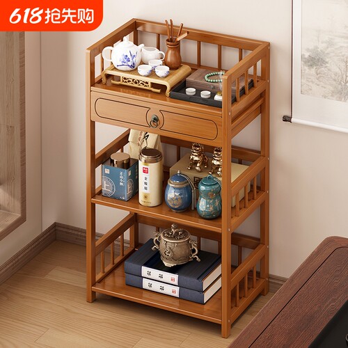 博古架实木中式茶室茶柜置物架茶架子摆件收纳展示柜茶叶茶具茶桌