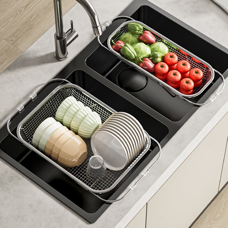 不锈钢沥水架厨房伸缩水槽碗架水池洗菜盆碗筷碗盘碗碟收纳篮台面