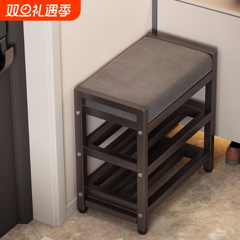 换鞋凳门口家用入户玄关铁艺鞋柜坐凳一体穿鞋凳软包储物可坐坐垫