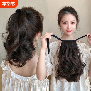 假发女马尾仿真发绑带式兔子短卷发梨花卷女士辫子低发束马尾