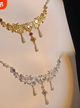 蝴蝶骨额饰古风汉服配饰头饰简约眉心坠新娘头链拍照道具甜美发饰