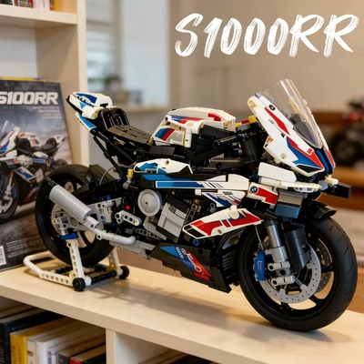 【爆款】摩托积木车模型