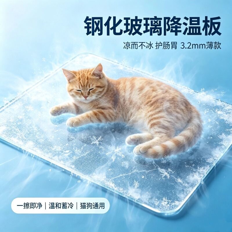 宠物夏天散热玻璃板消暑龙猫仓鼠兔子冰垫降温易清洗大型猫狗垫板