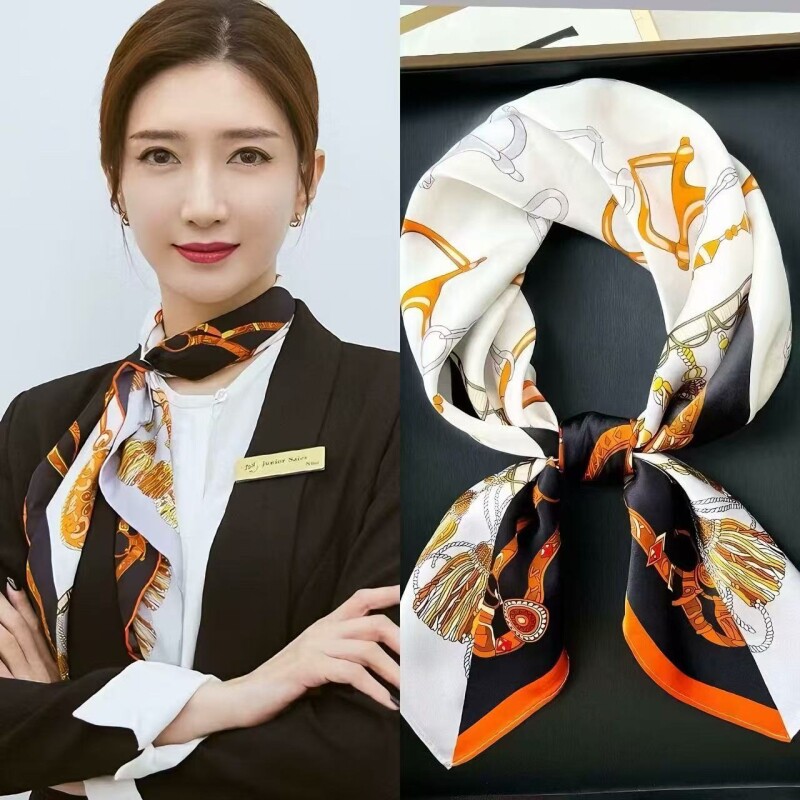 丝巾女2025新款春夏季时尚领巾扎发高级感衬衣装饰围巾护颈小方巾