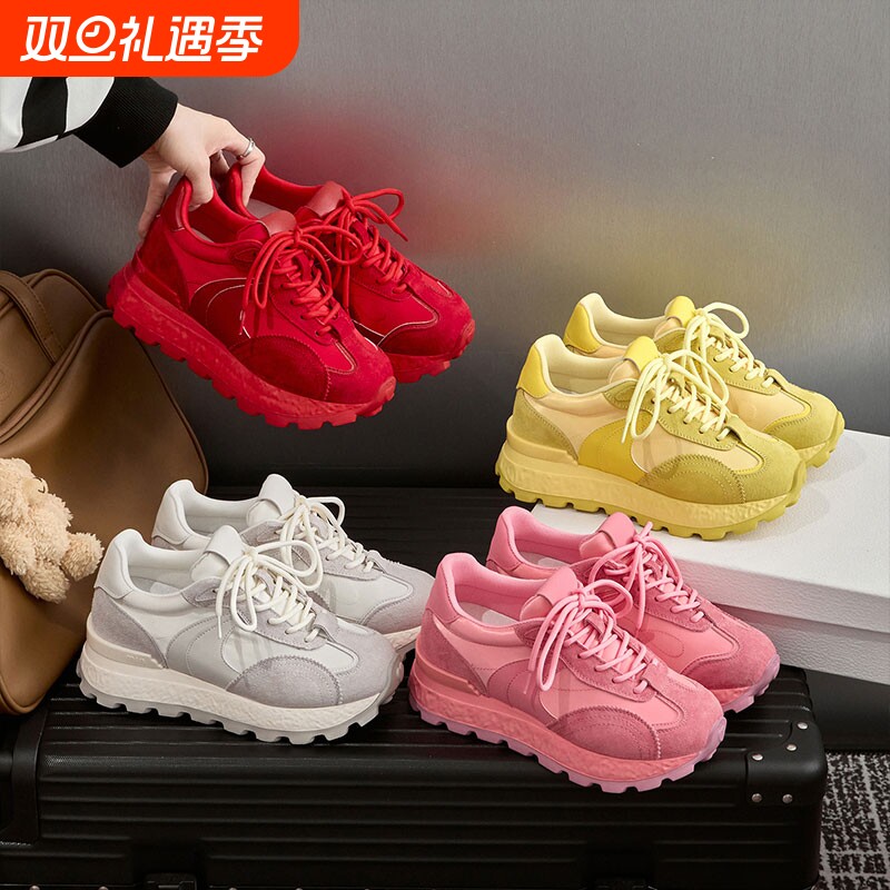 8CM隐形内增高德训鞋女鞋2025秋季新款百搭休闲运动鞋厚底阿甘