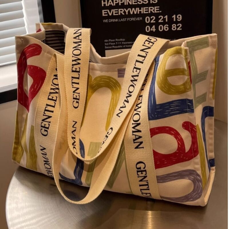 大容量帆布包女秋冬外出短途旅行包休闲上班通勤托特包手提购物袋