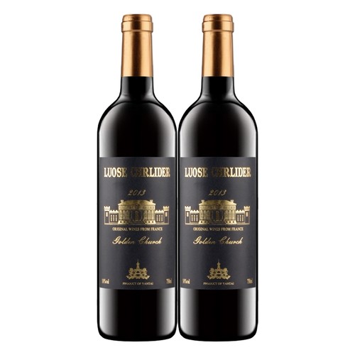 进口红酒14度金色教堂干红葡萄酒750ml*2瓶