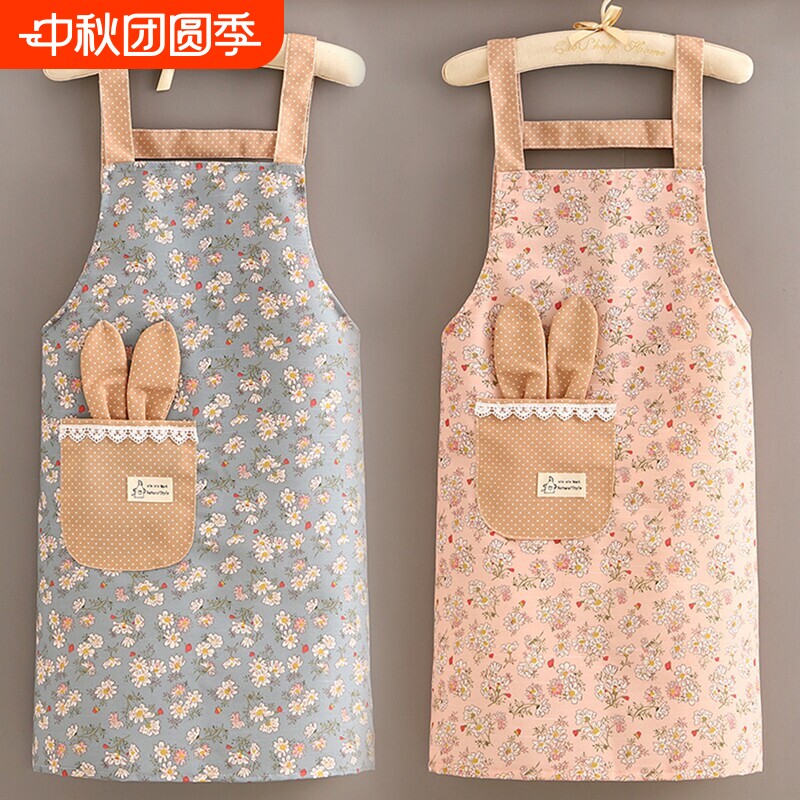 围裙厨房家用带袖家务耐磨防可擦手长袖帆布女罩衣工作服围腰污图片