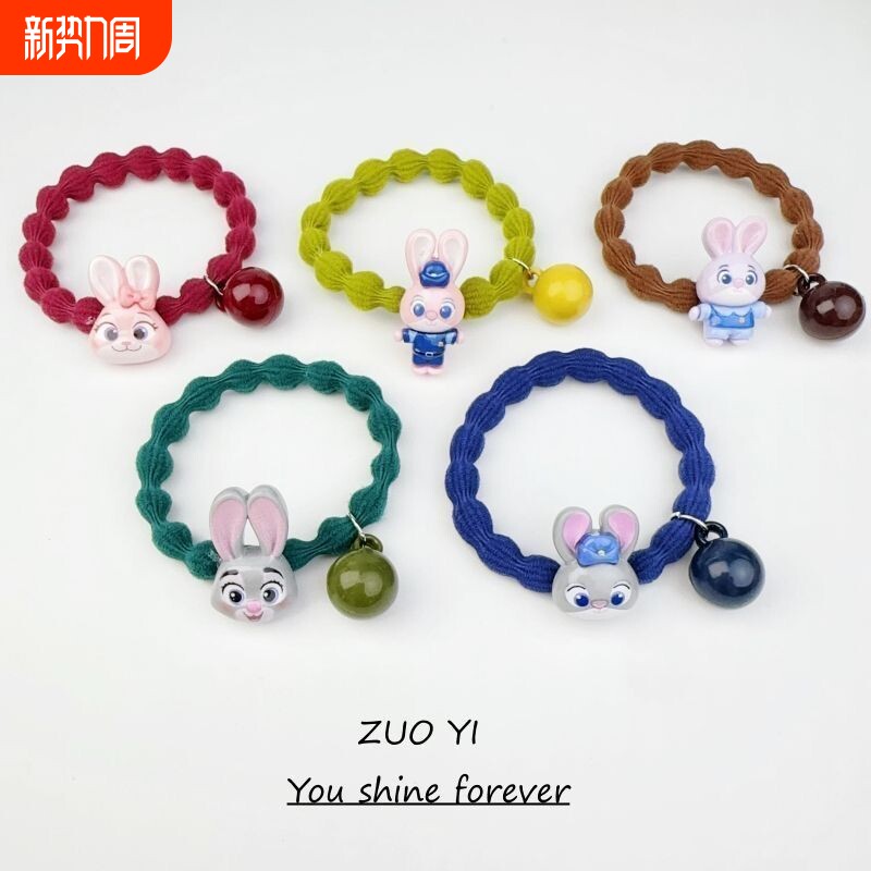 卡通疯狂动物城朱迪尼克发圈少女高弹力皮筋发饰红色短发警官蓝色